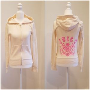 Cream and Pink Juicy Couture Hoodie